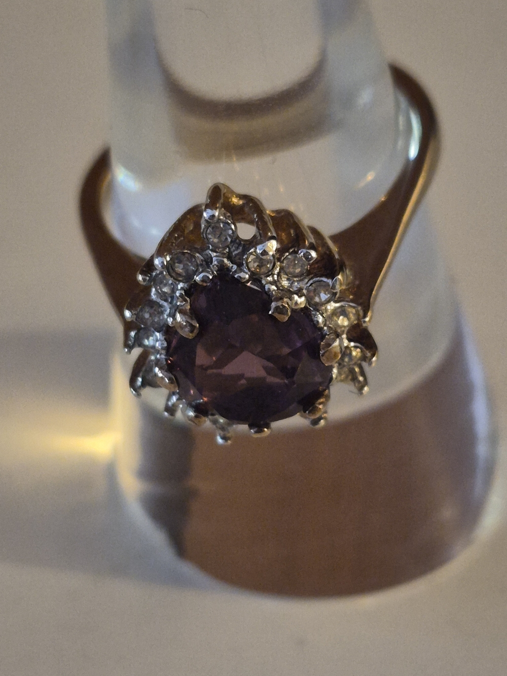 Vintage Ring with Purlpish Center Stone 14k Gold Plated